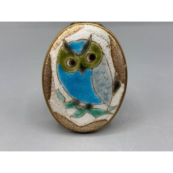 Vtg Owl Lipstick Holder With Mirror Brass Tone Retro Travel‎ Vanity - Picture 1 of 5